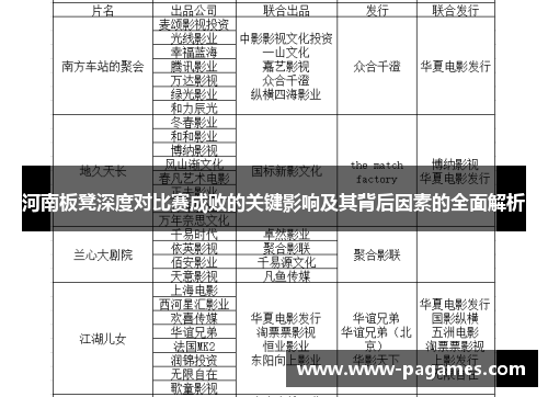 河南板凳深度对比赛成败的关键影响及其背后因素的全面解析 河南板凳深度对比赛成败的关键影响及其背后因素的全面解析